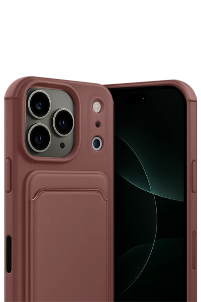 Apple iPhone 17 Pro Kelvin Kartvizitli Silikon - Bordo