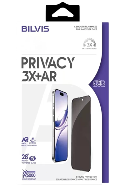 Apple iPhone 17 Pro Max Bilvis 3X AR Hayalet Cam Ekran Koruyucu - Siyah