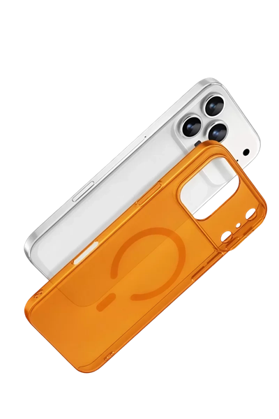 Apple iPhone 17 Pro Max Combo Sert Şeffaf Magsafe Kapak - Turuncu