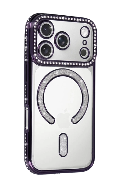 Apple iPhone 17 Pro Max Joke Simli Magneticsafe Kılıf - Derin Mor
