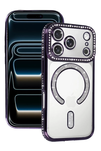 Apple iPhone 17 Pro Max Joke Simli Magneticsafe Kılıf - Derin Mor