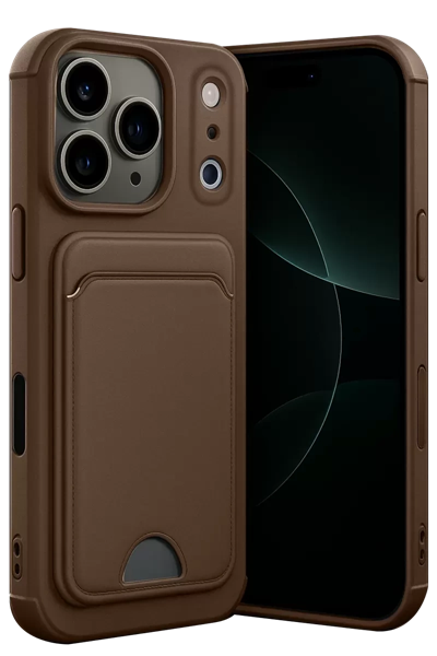 Apple iPhone 17 Pro Max Kelvin Kartvizitli Silikon - Kahverengi
