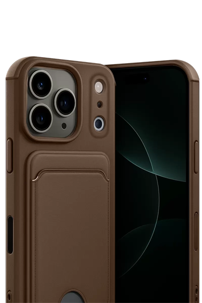 Apple iPhone 17 Pro Max Kelvin Kartvizitli Silikon - Kahverengi