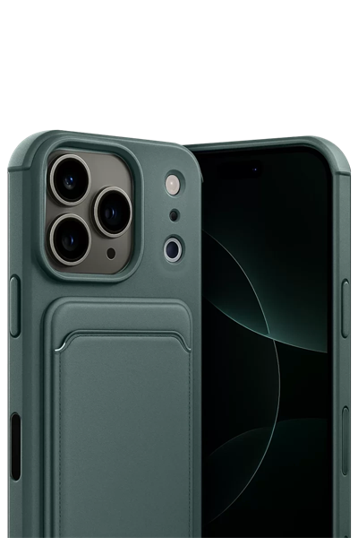 Apple iPhone 17 Pro Max Kelvin Kartvizitli Silikon - Koyu Yeşil
