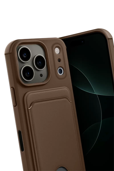 Apple iPhone 17 Pro Max Kelvin Kartvizitli Silikon - Kahverengi