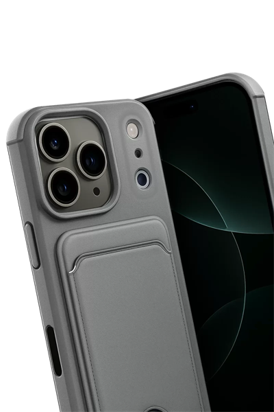 Apple iPhone 17 Pro Max Kelvin Kartvizitli Silikon - Gri