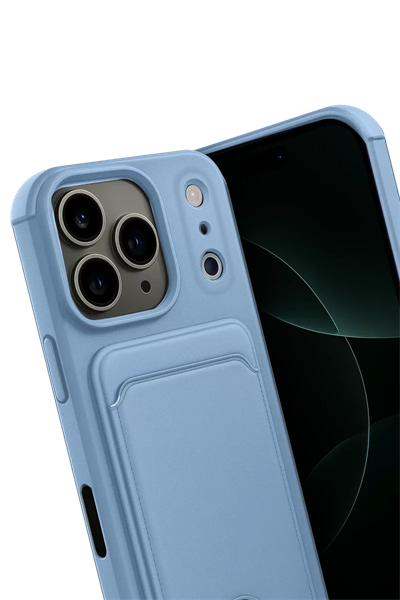 Apple iPhone 17 Pro Max Kelvin Kartvizitli Silikon - Mavi