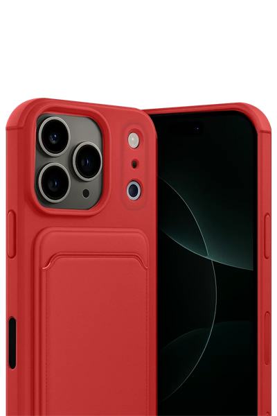 Apple iPhone 17 Pro Max Kelvin Kartvizitli Silikon - Kırmızı