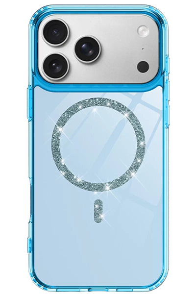 Apple iPhone 17 Pro Max Live Diamond Magsafe Kapak - Mavi