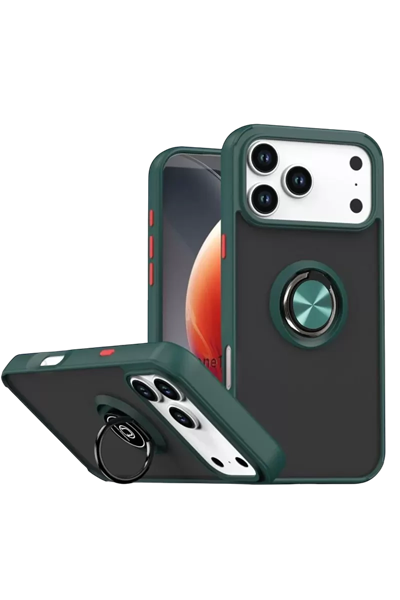 Apple iPhone 17 Pro Max Montreal Yüzüklü Silikon Kapak - Yeşil