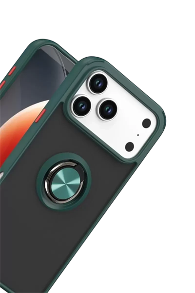 Apple iPhone 17 Pro Max Montreal Yüzüklü Silikon Kapak - Yeşil