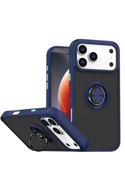 Apple iPhone 17 Pro Max Montreal Yüzüklü Silikon Kapak - Lacivert