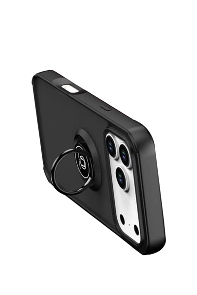 Apple iPhone 17 Pro Max Montreal Yüzüklü Silikon Kapak - Siyah
