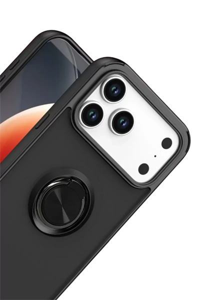 Apple iPhone 17 Pro Max Montreal Yüzüklü Silikon Kapak - Siyah