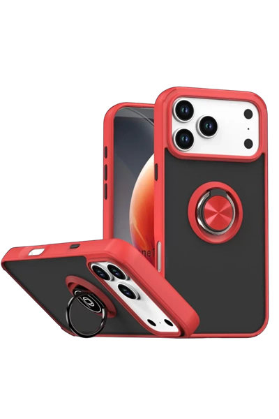 Apple iPhone 17 Pro Max Montreal Yüzüklü Silikon Kapak - Kırmızı