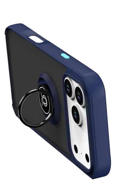 Apple iPhone 17 Pro Max Montreal Yüzüklü Silikon Kapak - Lacivert