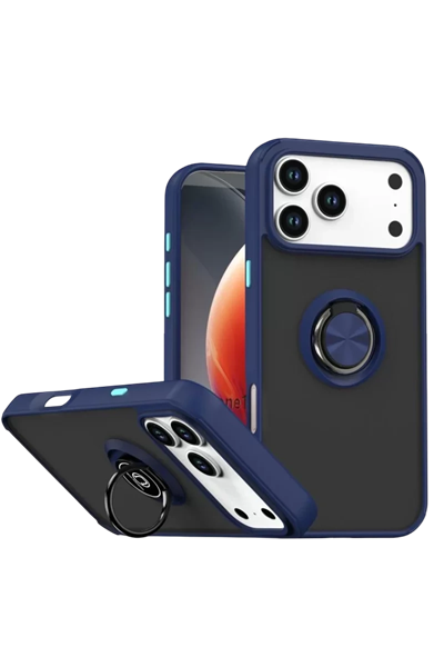 Apple iPhone 17 Pro Montreal Yüzüklü Silikon Kapak - Lacivert