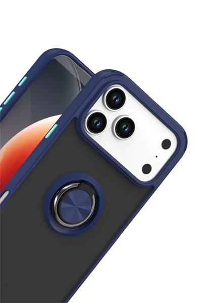 Apple iPhone 17 Pro Montreal Yüzüklü Silikon Kapak - Lacivert