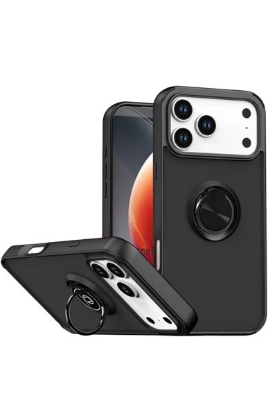 Apple iPhone 17 Pro Montreal Yüzüklü Silikon Kapak - Siyah
