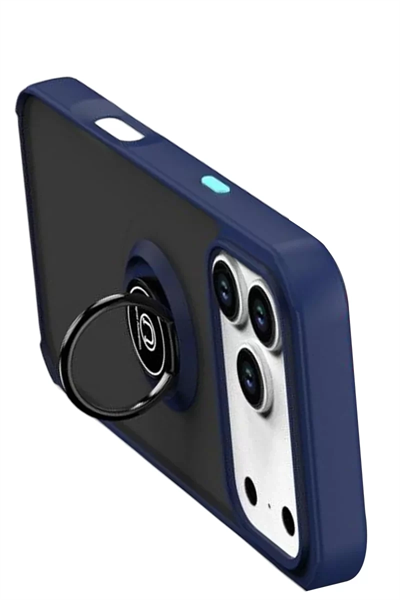 Apple iPhone 17 Pro Montreal Yüzüklü Silikon Kapak - Lacivert