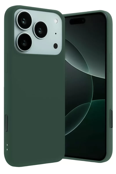 Apple iPhone 17 Pro Nano içi Kadife Silikon - Koyu Yeşil