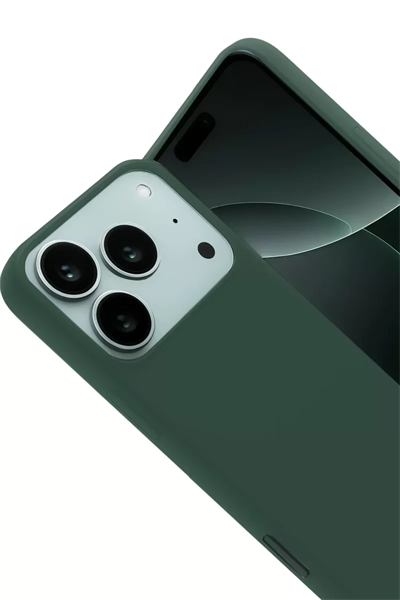 Apple iPhone 17 Pro Nano içi Kadife Silikon - Koyu Yeşil