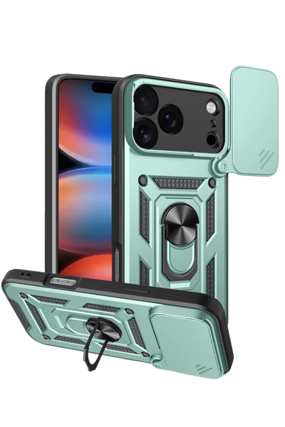 Apple iPhone 17 Pro Pars Lens Yüzüklü Silikon - Yeşil