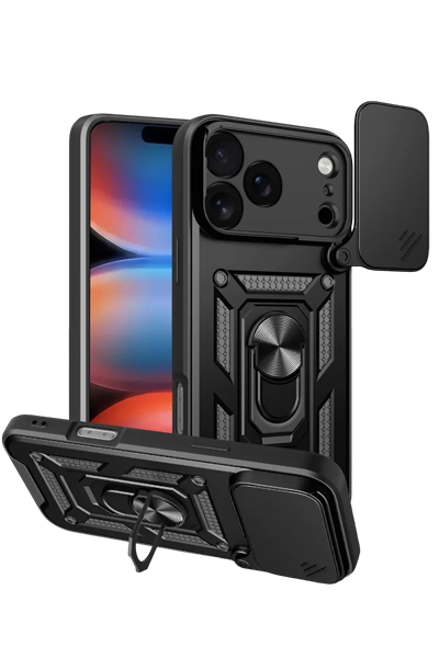 Apple iPhone 17 Pro Pars Lens Yüzüklü Silikon - Siyah