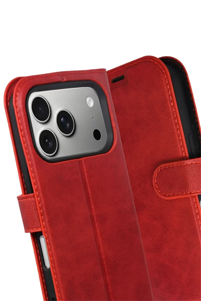 Apple iPhone 17 Pro Trend S Plus Kapaklı Kılıf - Kırmızı