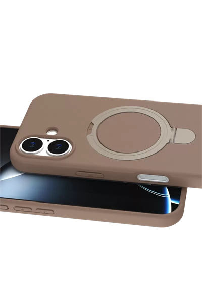 Apple iPhone 17 Regal Magsafe Standlı Kapak - Çöl Titanyum