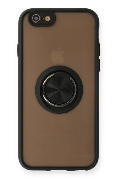 Apple iPhone 6 Kılıf Montreal Yüzüklü Silikon Kapak - Siyah