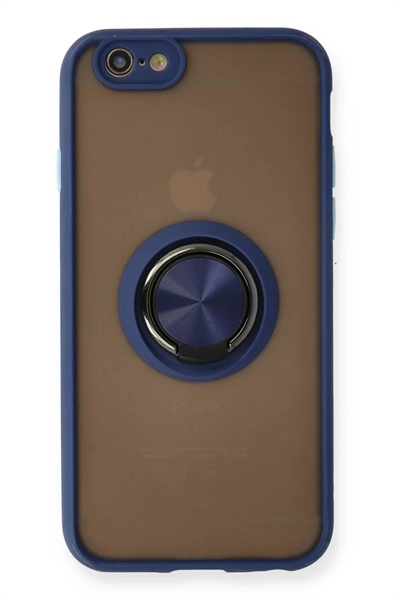 Apple iPhone 6 Kılıf Montreal Yüzüklü Silikon Kapak - Lacivert