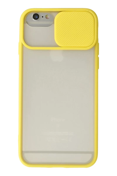 Apple iPhone 6 Kılıf Palm Buzlu Kamera Sürgülü Silikon - Sarı