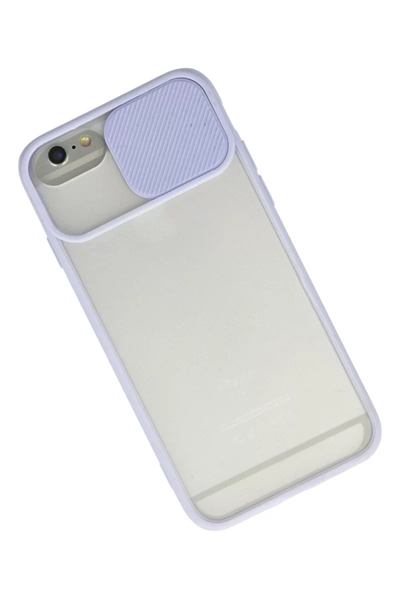 Apple iPhone 6 Kılıf Palm Buzlu Kamera Sürgülü Silikon - Lila