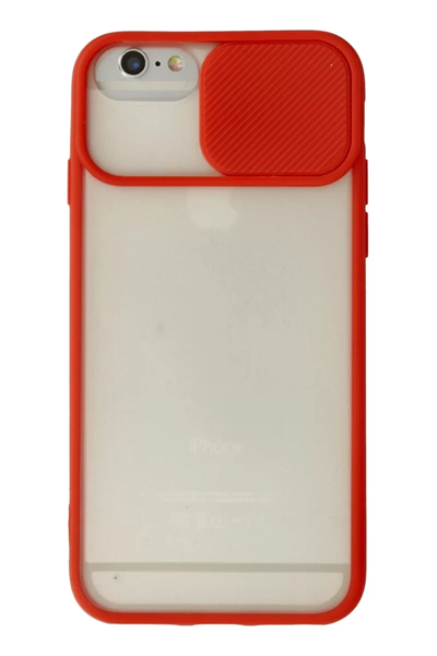 Apple iPhone 6 Kılıf Palm Buzlu Kamera Sürgülü Silikon - Kırmızı