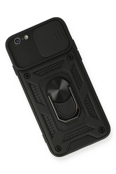 Apple iPhone 6 Kılıf Pars Lens Yüzüklü Silikon - Siyah