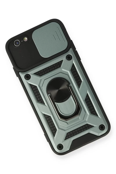 Apple iPhone 6 Kılıf Pars Lens Yüzüklü Silikon - Yeşil