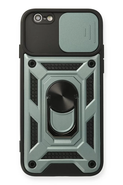Apple iPhone 6 Kılıf Pars Lens Yüzüklü Silikon - Yeşil