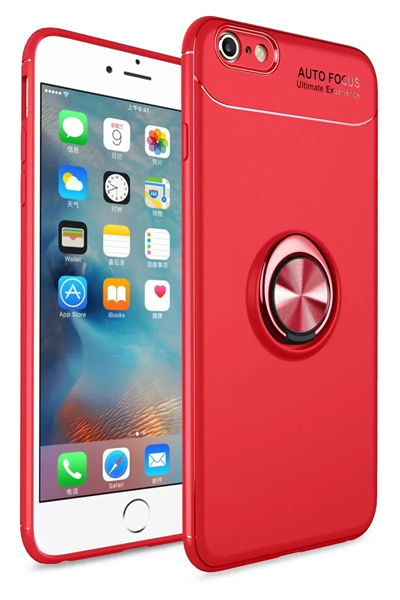 Apple iPhone 6 Kılıf Range Yüzüklü Silikon - Kırmızı