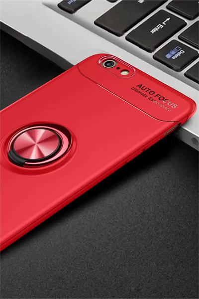 Apple iPhone 6 Kılıf Range Yüzüklü Silikon - Kırmızı