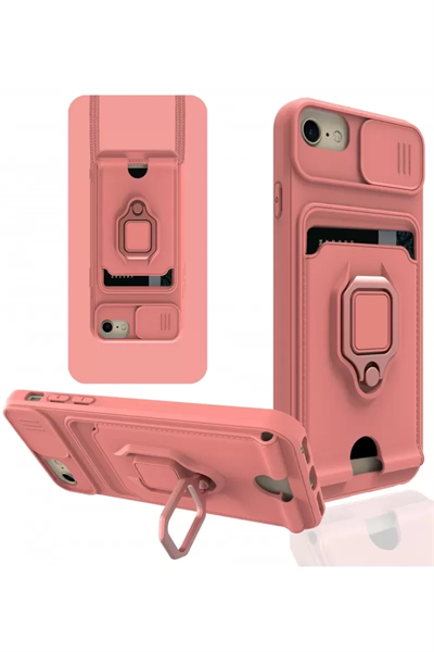 Apple iPhone 6 Kılıf Zuma Kartvizitli Yüzüklü Silikon - Pembe