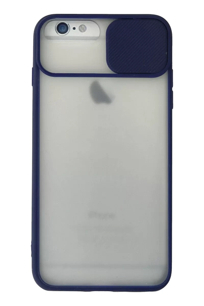 Apple iPhone 6 Plus Kılıf Palm Buzlu Kamera Sürgülü Silikon - Lacivert