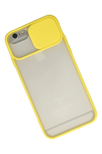 Apple iPhone 6 Plus Kılıf Palm Buzlu Kamera Sürgülü Silikon - Sarı