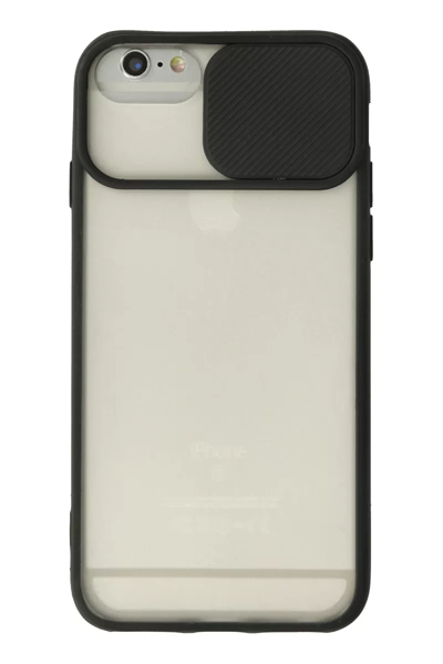 Apple iPhone 6 Plus Kılıf Palm Buzlu Kamera Sürgülü Silikon - Siyah