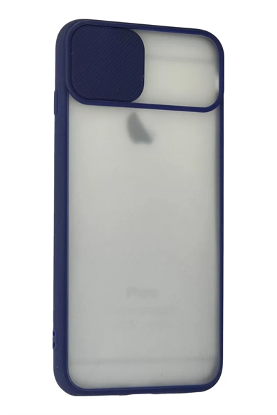 Apple iPhone 6 Plus Kılıf Palm Buzlu Kamera Sürgülü Silikon - Lacivert