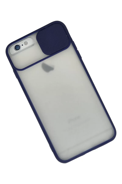 Apple iPhone 6 Plus Kılıf Palm Buzlu Kamera Sürgülü Silikon - Lacivert