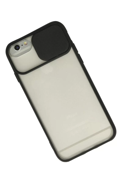 Apple iPhone 6 Plus Kılıf Palm Buzlu Kamera Sürgülü Silikon - Siyah