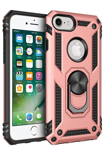 Apple iPhone 7 Kılıf Sofya Yüzüklü Silikon Kapak - Rose