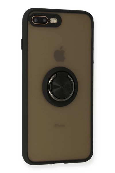 Apple iPhone 7 Plus Kılıf Montreal Yüzüklü Silikon Kapak - Siyah