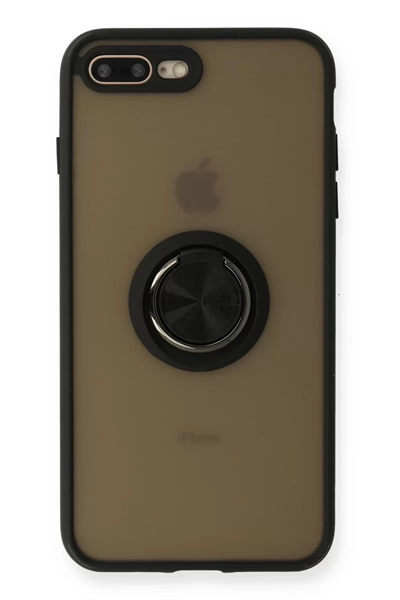 Apple iPhone 7 Plus Kılıf Montreal Yüzüklü Silikon Kapak - Siyah